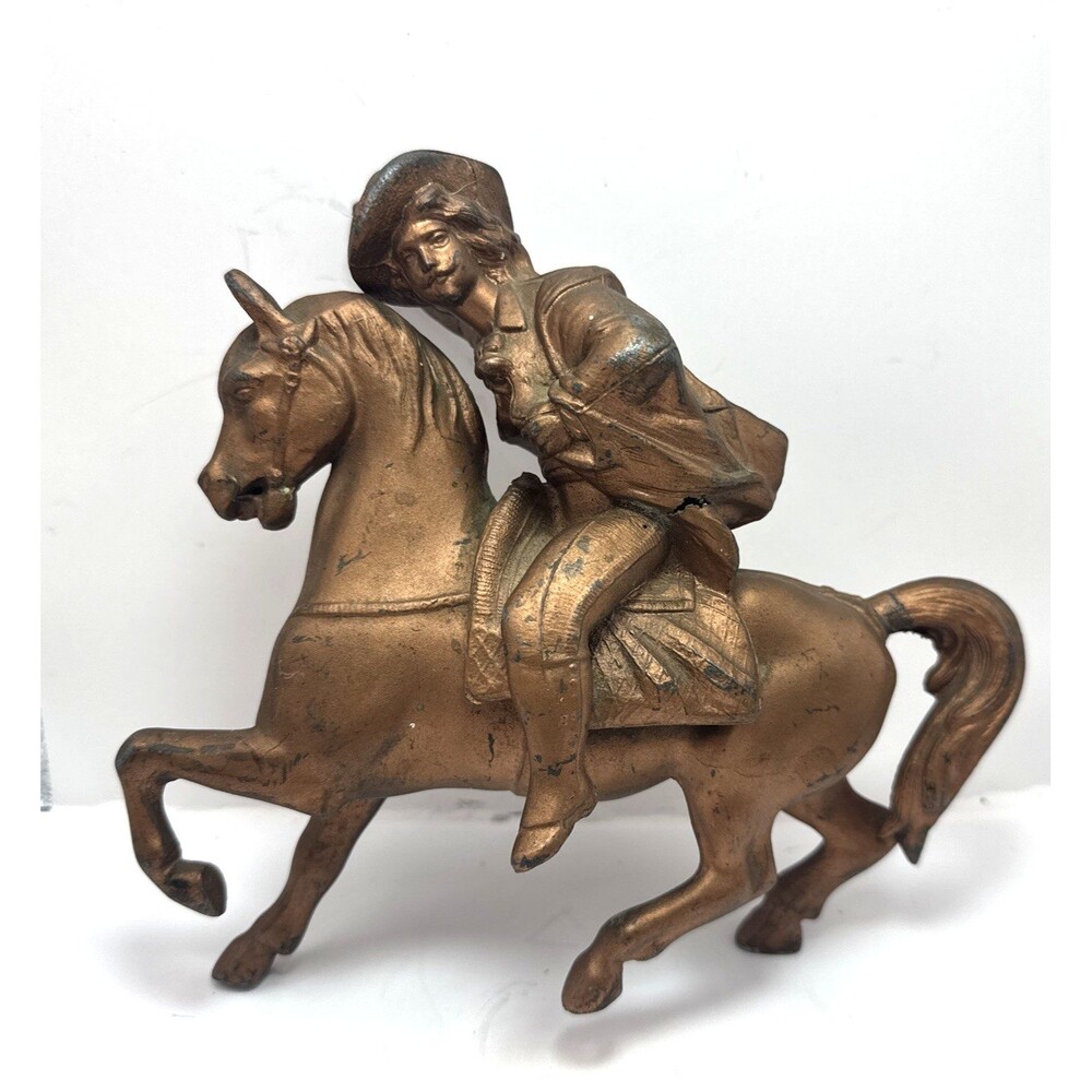 Spelter Cowboy Rearing Horse Statue Victorian Clock Topper Buffalo Bill